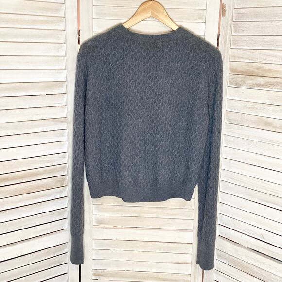 Wilt Y2K Charcoal Gray 100% Cashmere Diamond Cable Cropped Sweater L - Picture 6 of 10